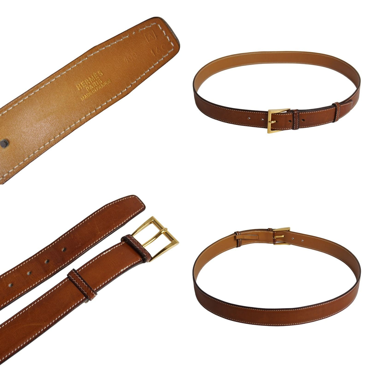 Hermes Vintage Belt Leather Buckle 100 Brown — view 5