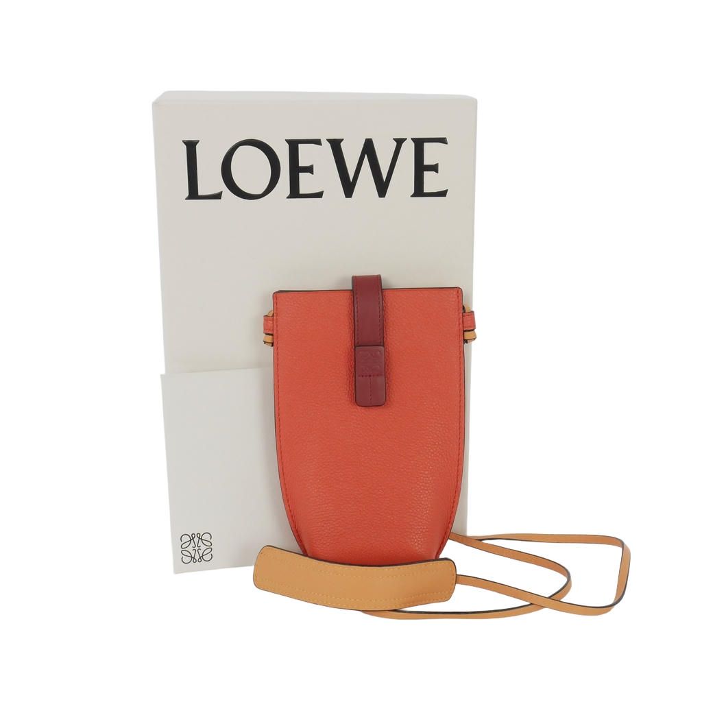 Loewe Pocket Smartphone Shoulder Bag Pochette Orange Beige — view 7