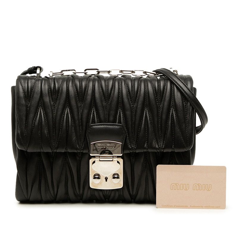 Miu Miu Matelasse Handbag Black Leather — view 6