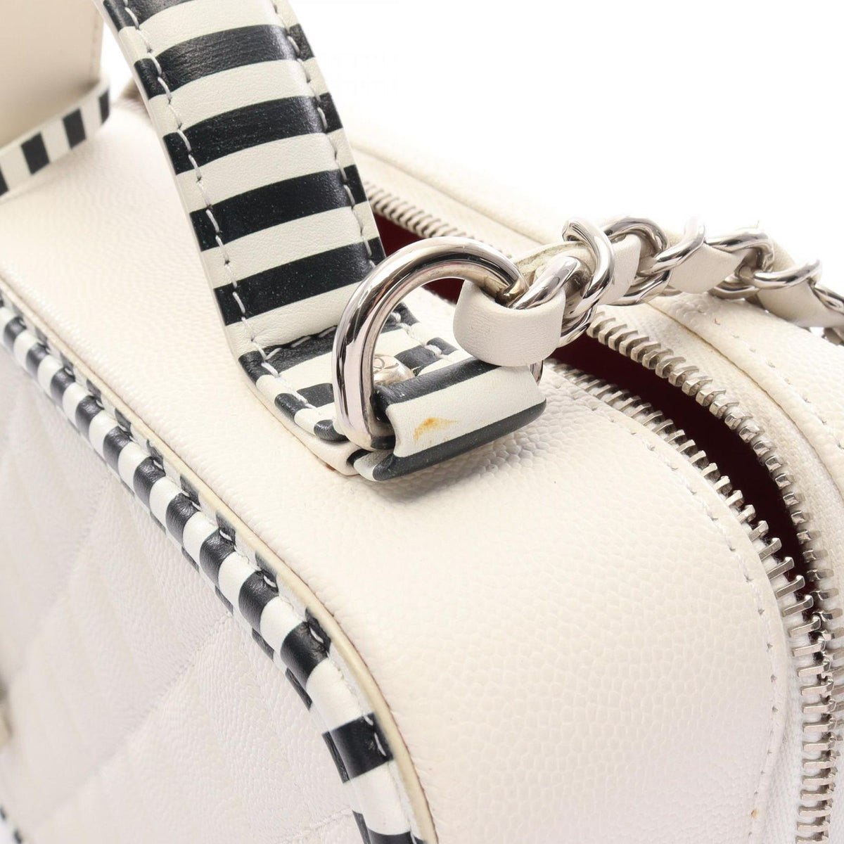 Chanel Shoulder Bag CC Filigree Vanity 2-Way White Black Leather CC Quilted — view 8
