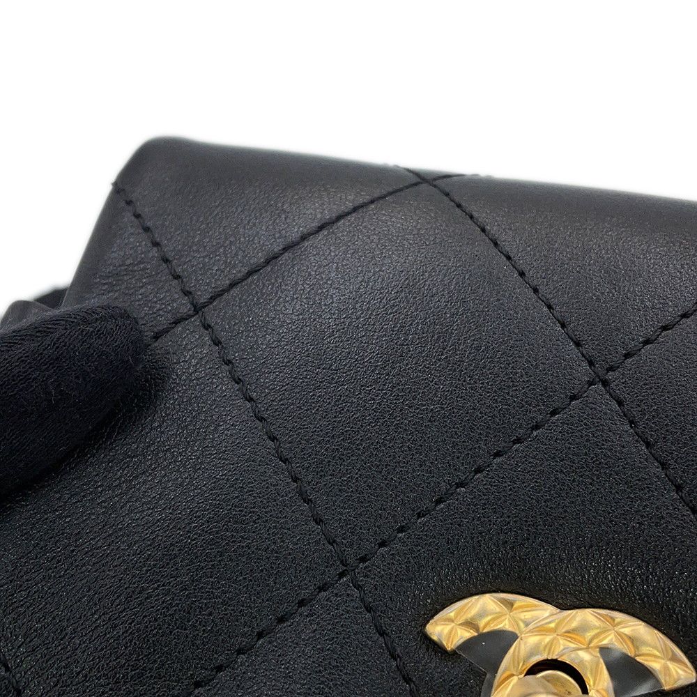 Chanel Backpack Quilted CC Logo Icon Chain Leather Black — view 8