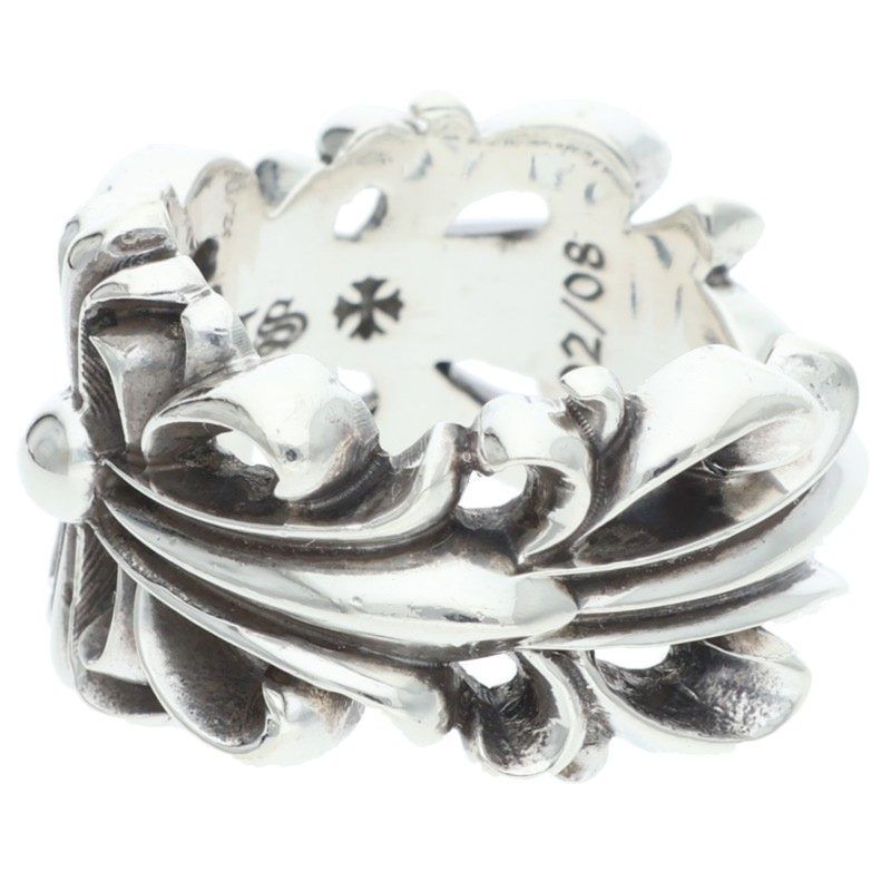 Chrome Hearts Dbl Flrl Double Floral Cross Silver Ring — view 5