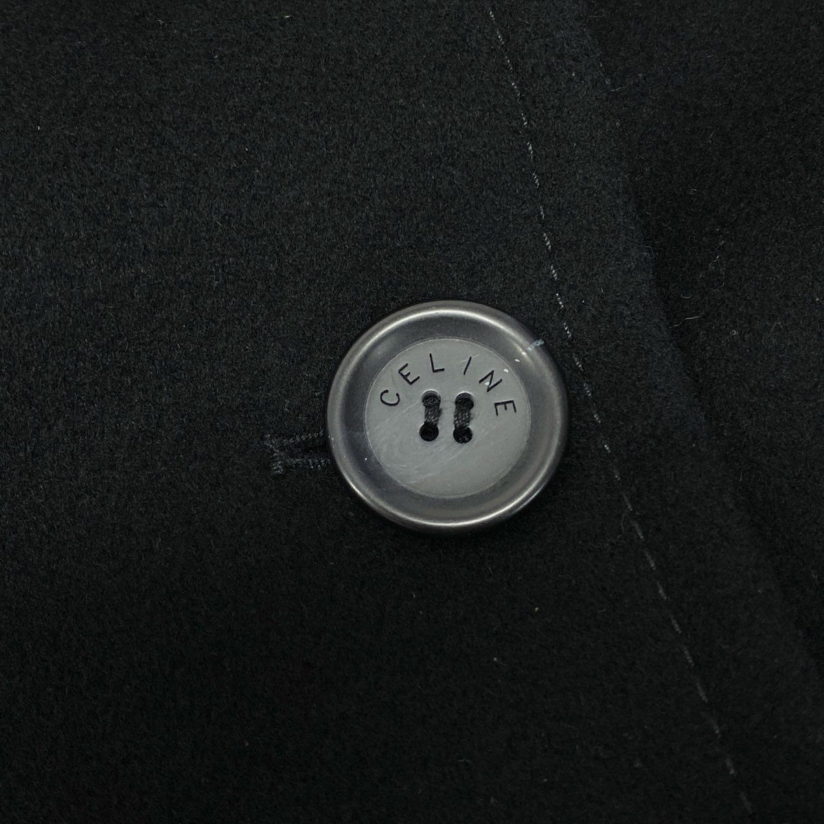 Celine Vintage Long Chesterfield Wool Coat Black — view 8