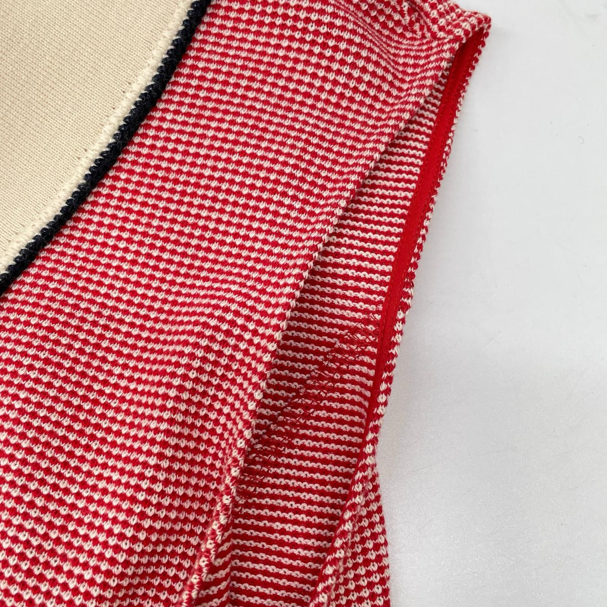 Miu Miu Red White Knit Color Sleeveless Flare Dress — view 8