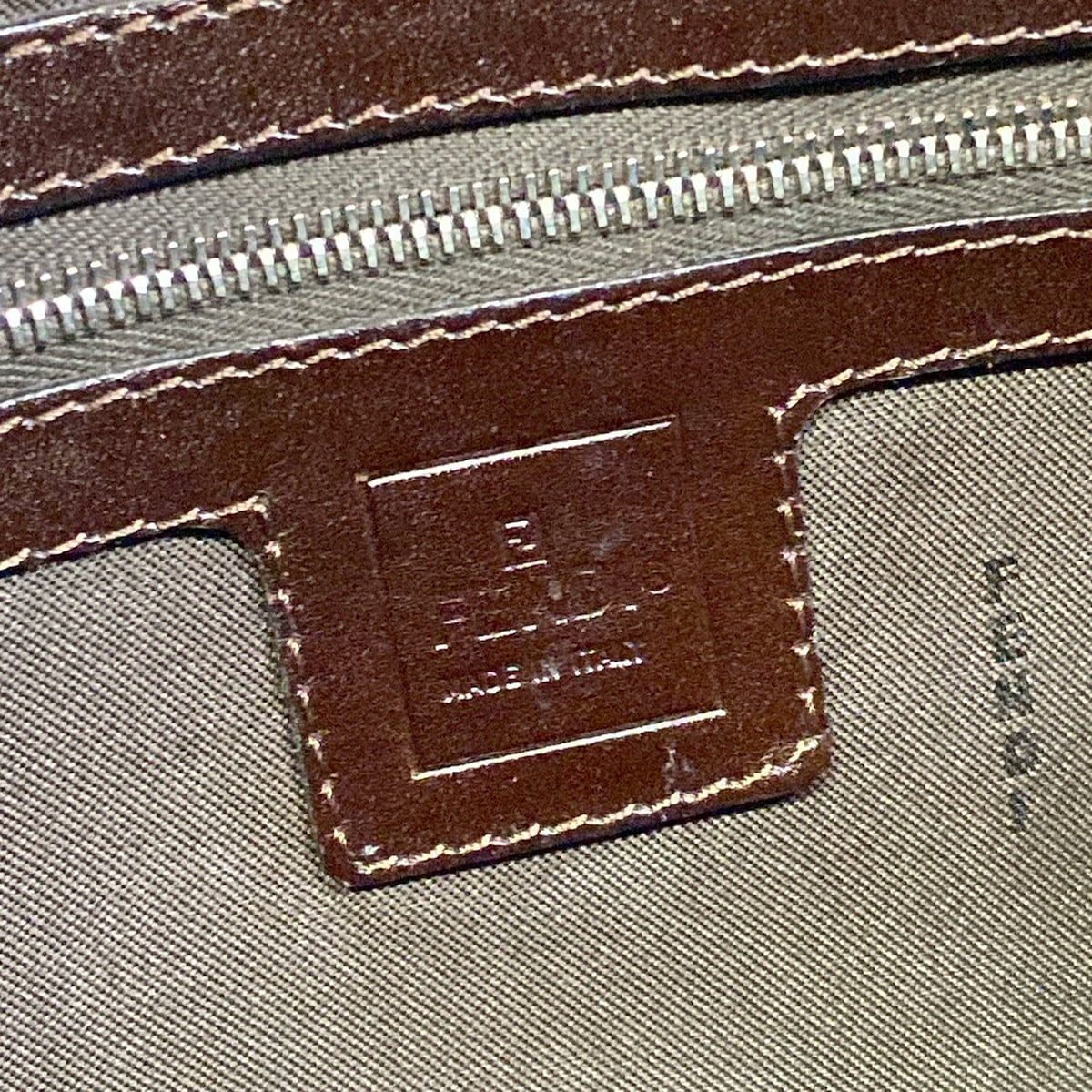 Fendi Shoulder Bag Mamma Bucket Zucca Pattern Brown Dark Leather — view 8