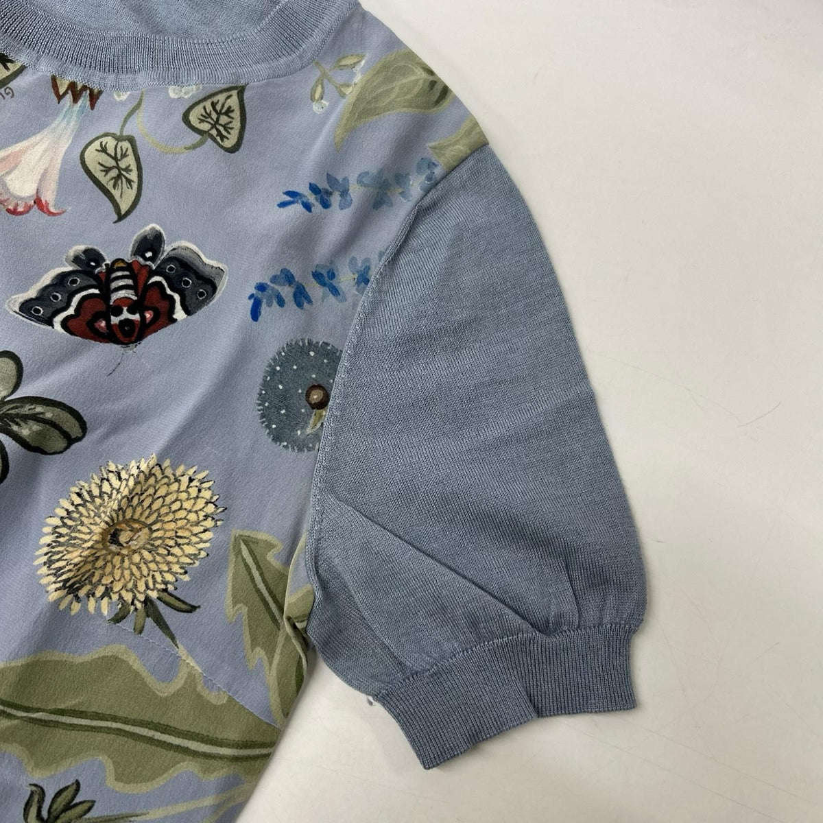 Gucci Light Blue Botanical Crew Neck Short Sleeve Top XS — view 7