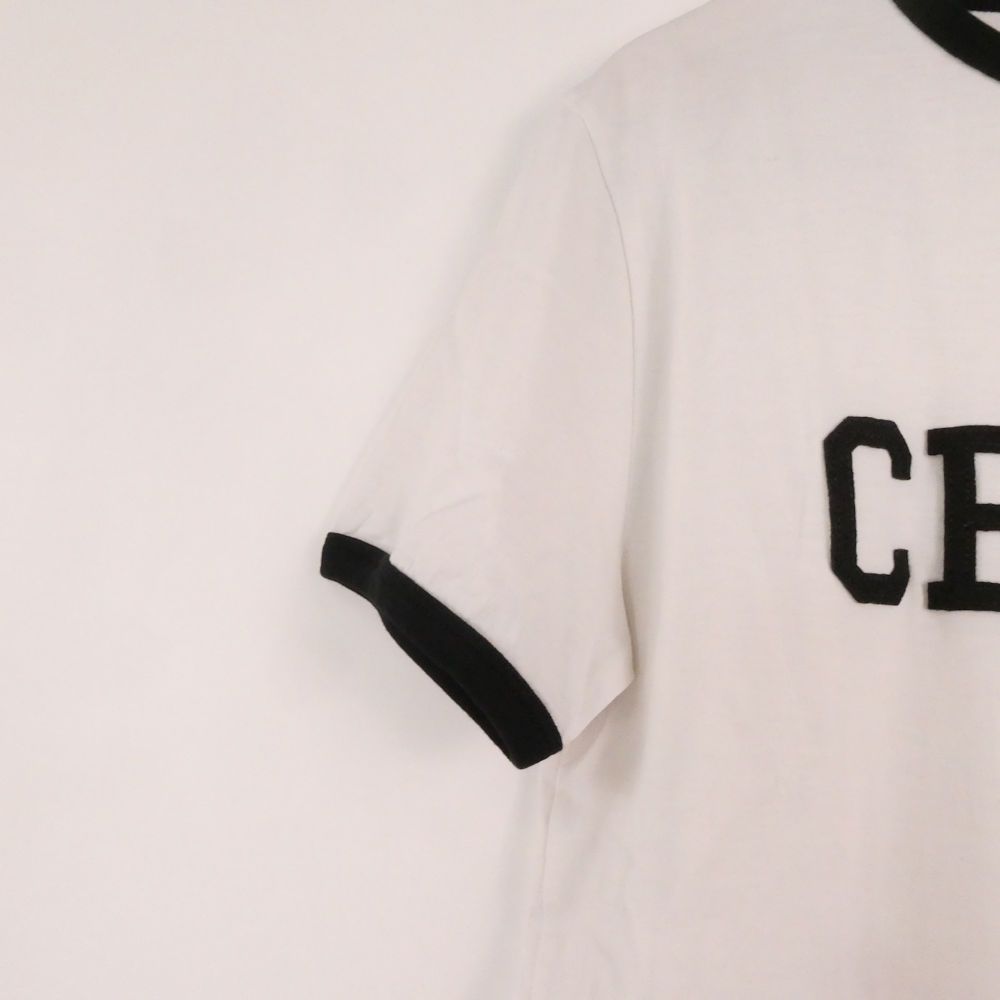 Celine Short Sleeve T-Shirt Cotton 100% Logo Embroidery Ringer XS — view 8