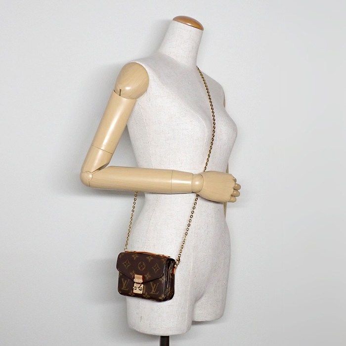 Louis Vuitton Shoulder Bag Micro Metis Brown Monogram Canvas Vachetta Leather — view 8