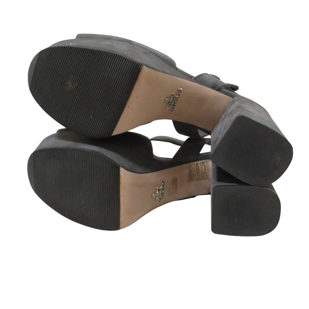 Prada Suede Leather Platform Sandals Gray — view 8