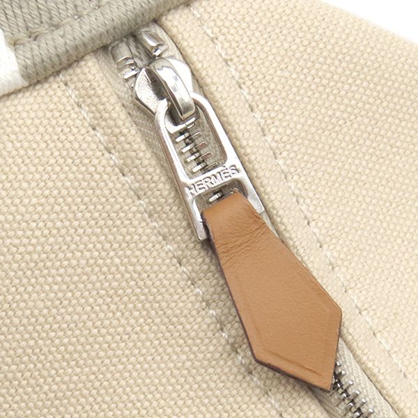 Hermes Pouch Brid-a-brac PM Cotton Canvas Natural Silver Vanity H Logo — view 8