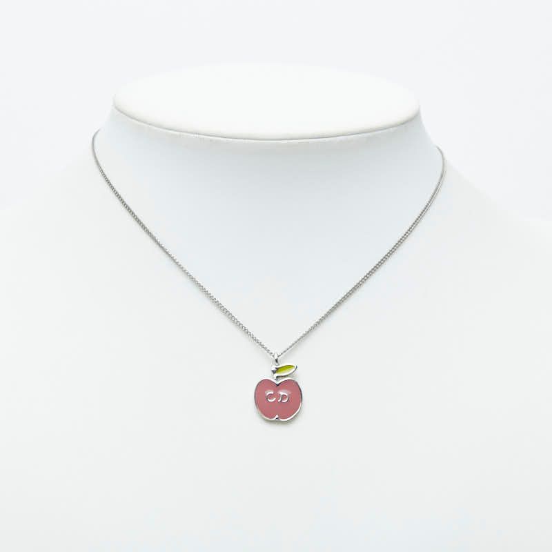 Dior Apple Motif Necklace Silver Pink Metal — view 8