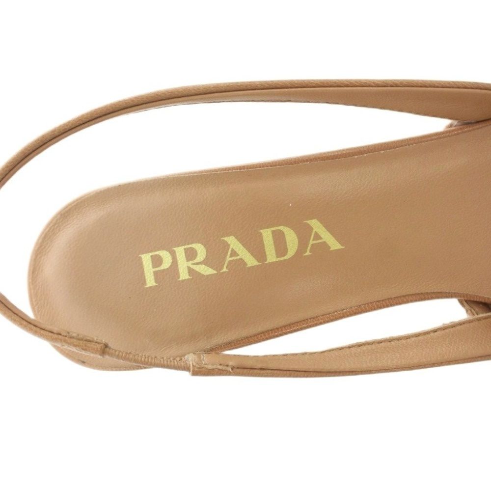 Prada Pumps Pointed Toe Woven Leather Slingback Brown Heels — view 8
