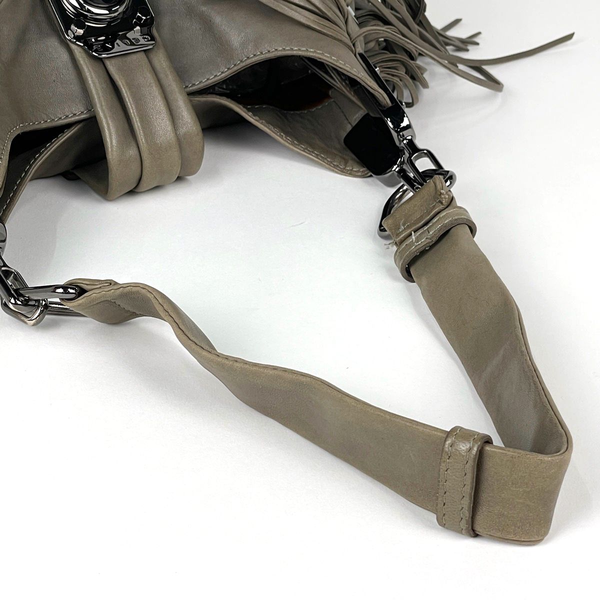Celine Shoulder Bag Fringe Leather Gray — view 8