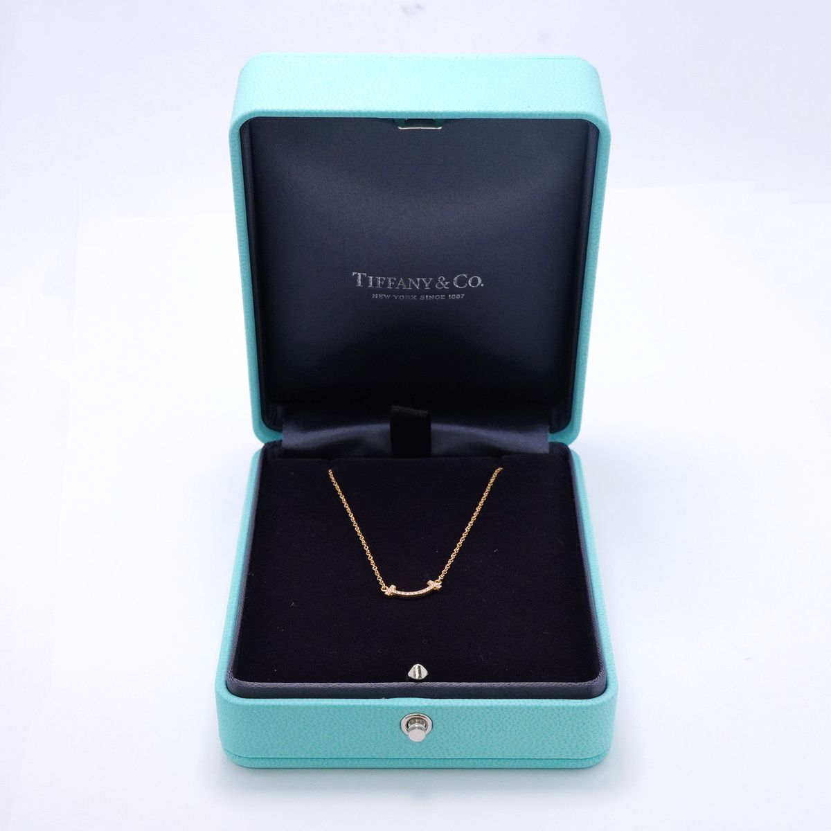 Tiffany & Co Necklace T Smile Mini 18k Pink Gold Diamond — view 8