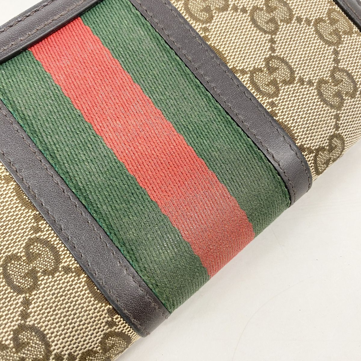 Gucci Wallet GG Canvas Sherry Line Brown Gold — view 8