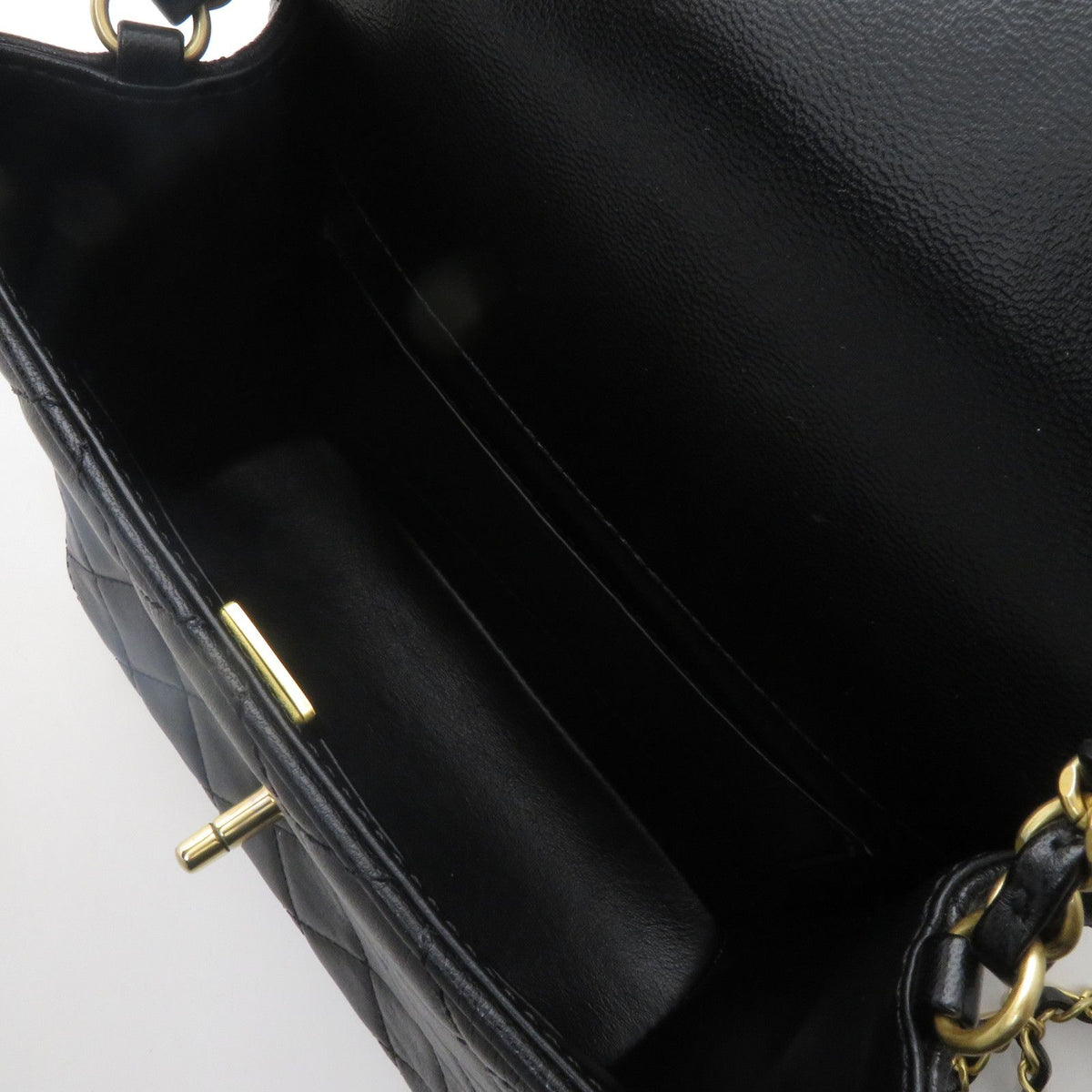 Chanel Quilted Mini Flap Chain Shoulder Black Leather Bag — view 8
