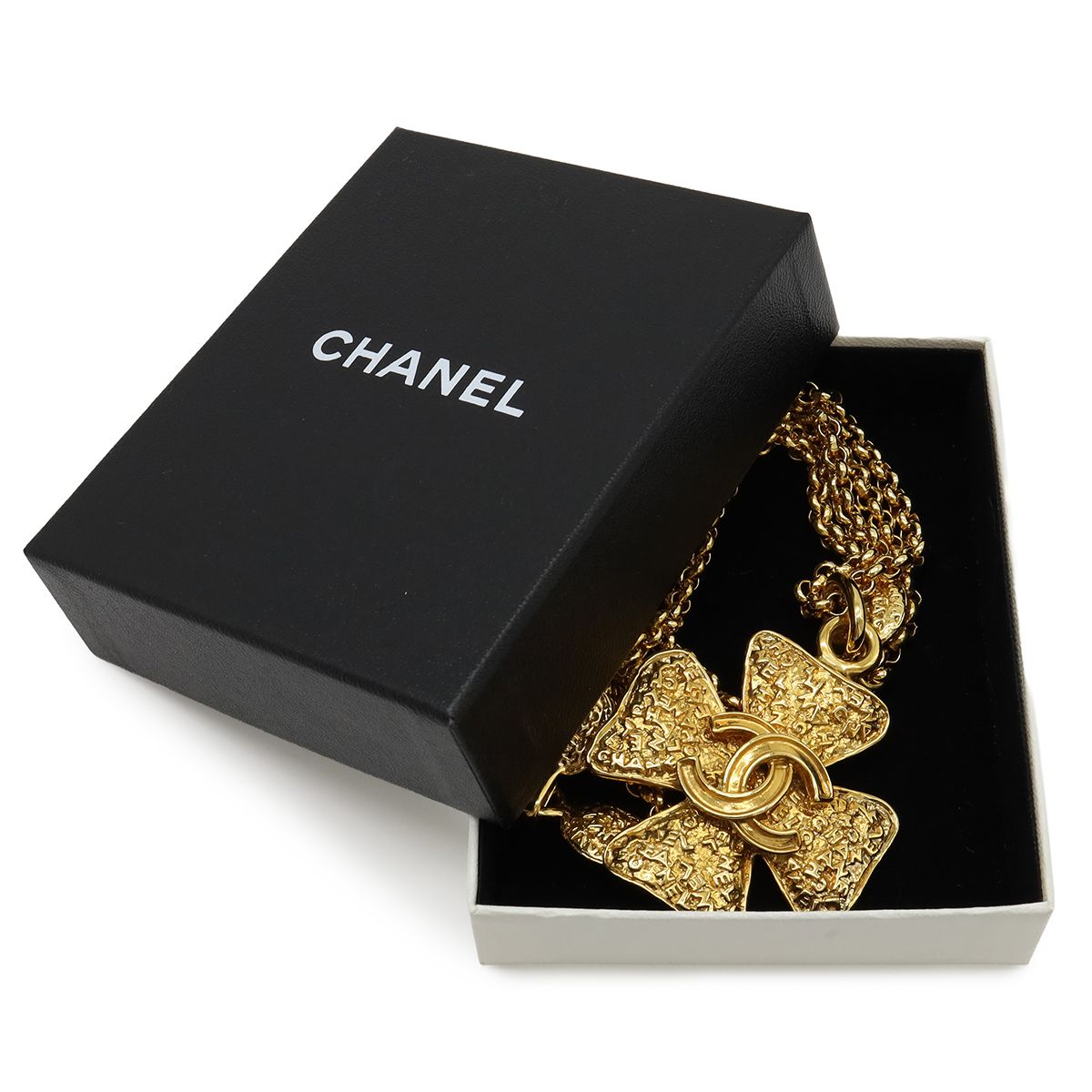 Chanel 95A Clover CC Logo Large Chain Pendant 2-Way Belt Gold Plated Necklace — view 8