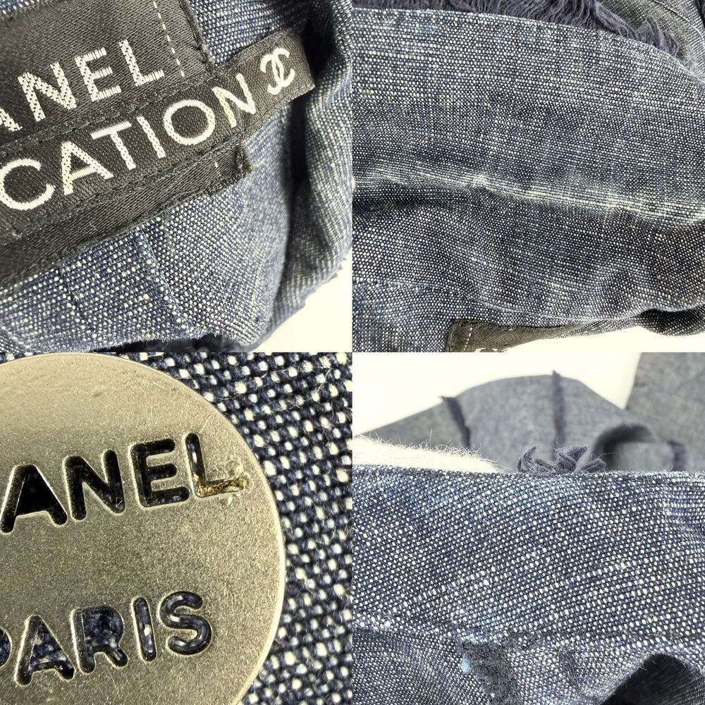 Chanel Set Vest Skirt Vintage Navy Gunmetal Cotton Polyester Autumn Winter — view 5