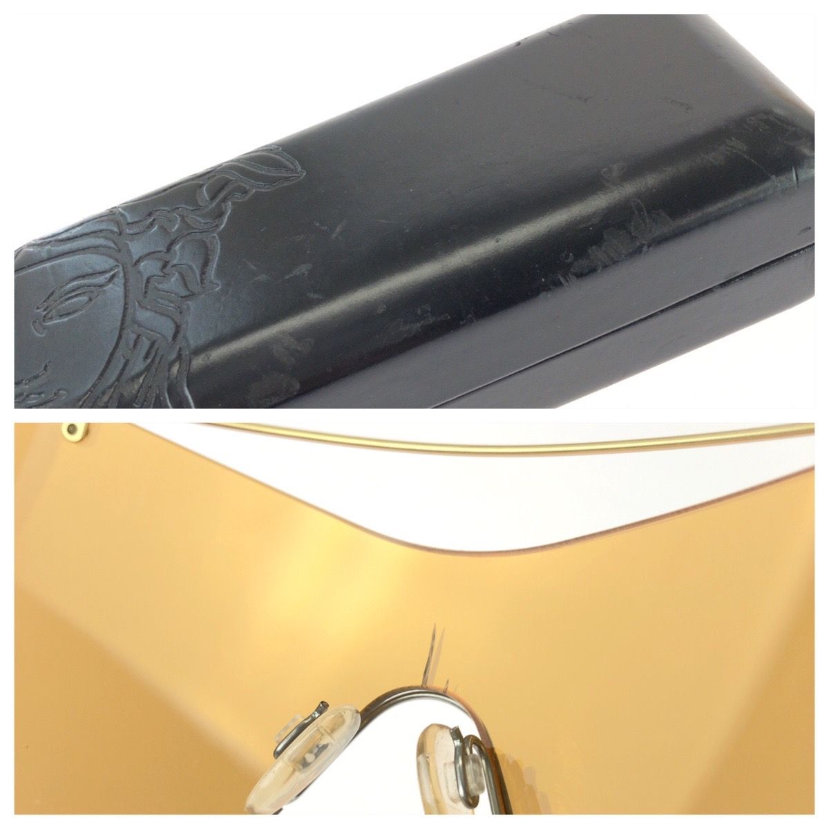 Versace Shield Orange Gold Metal Acetate Sunglasses Eyewear — view 8