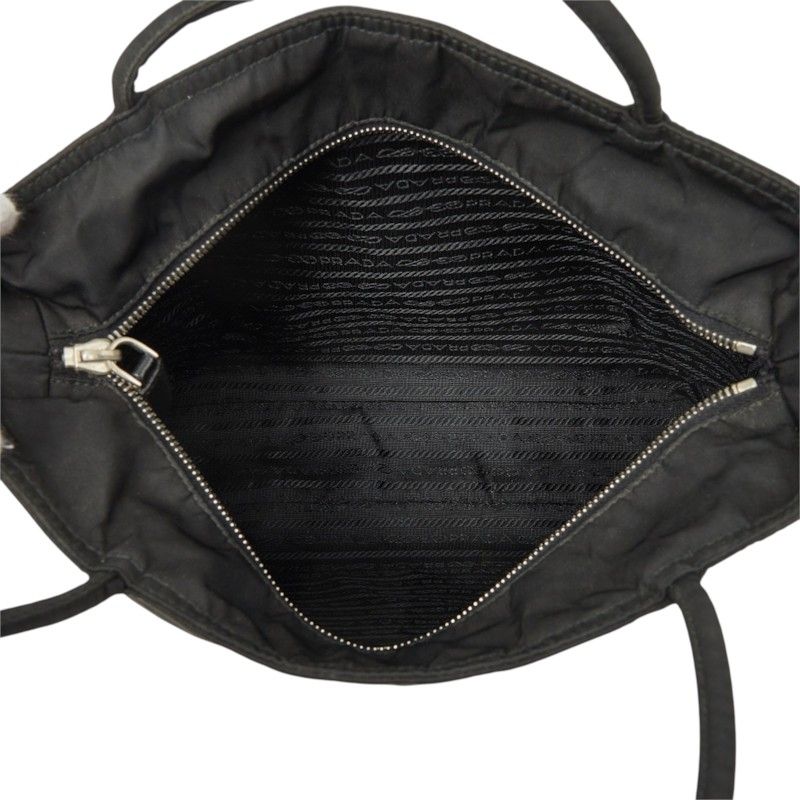 Prada Tote Shoulder Bag Black Nylon Leather — view 8