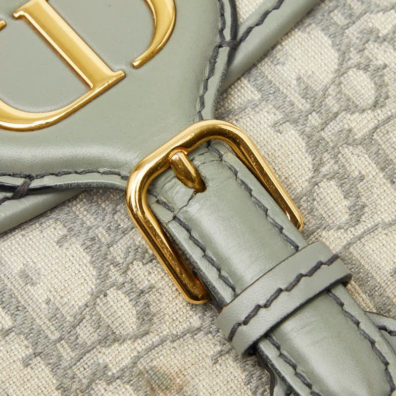 Dior Oblique Bobbi Crossbody Flap Shoulder Bag Jacquard Gray Gold Canvas Leather — view 8