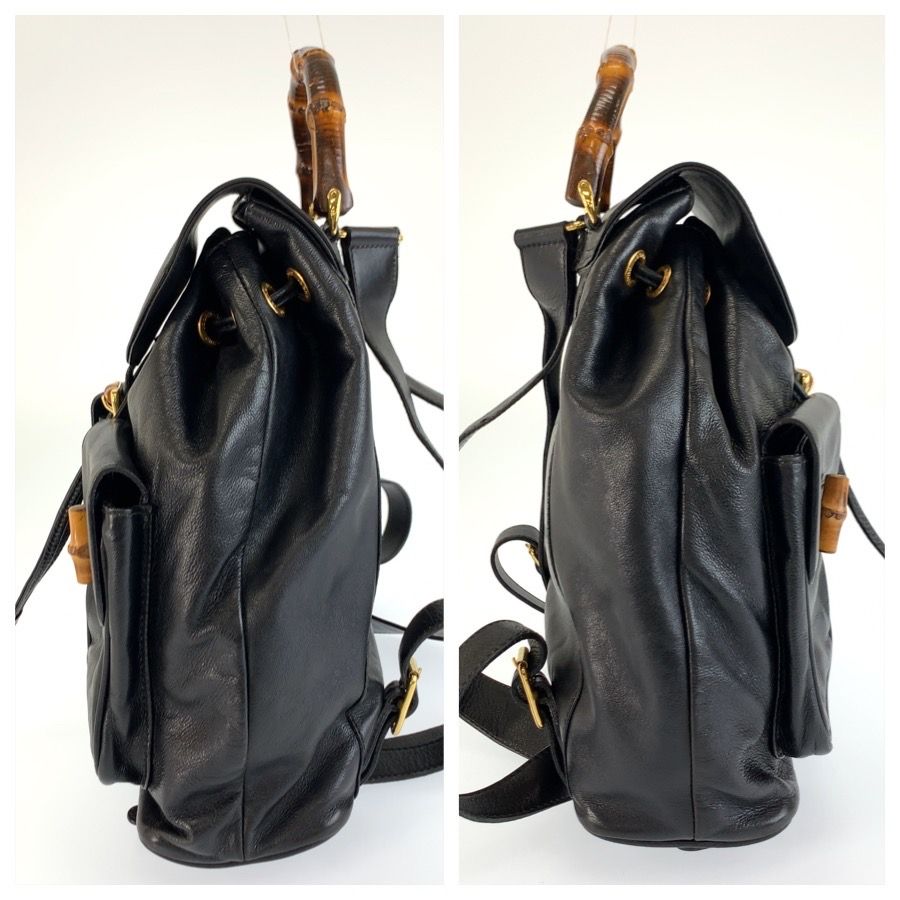 Gucci Bamboo Black Gold Leather Backpack — view 8