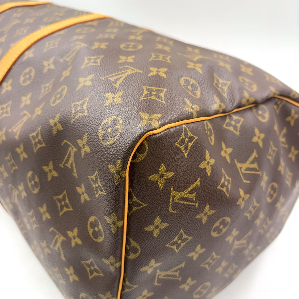 Louis Vuitton Keepall 60 Monogram Leather Brown Boston Bag Gold — view 8