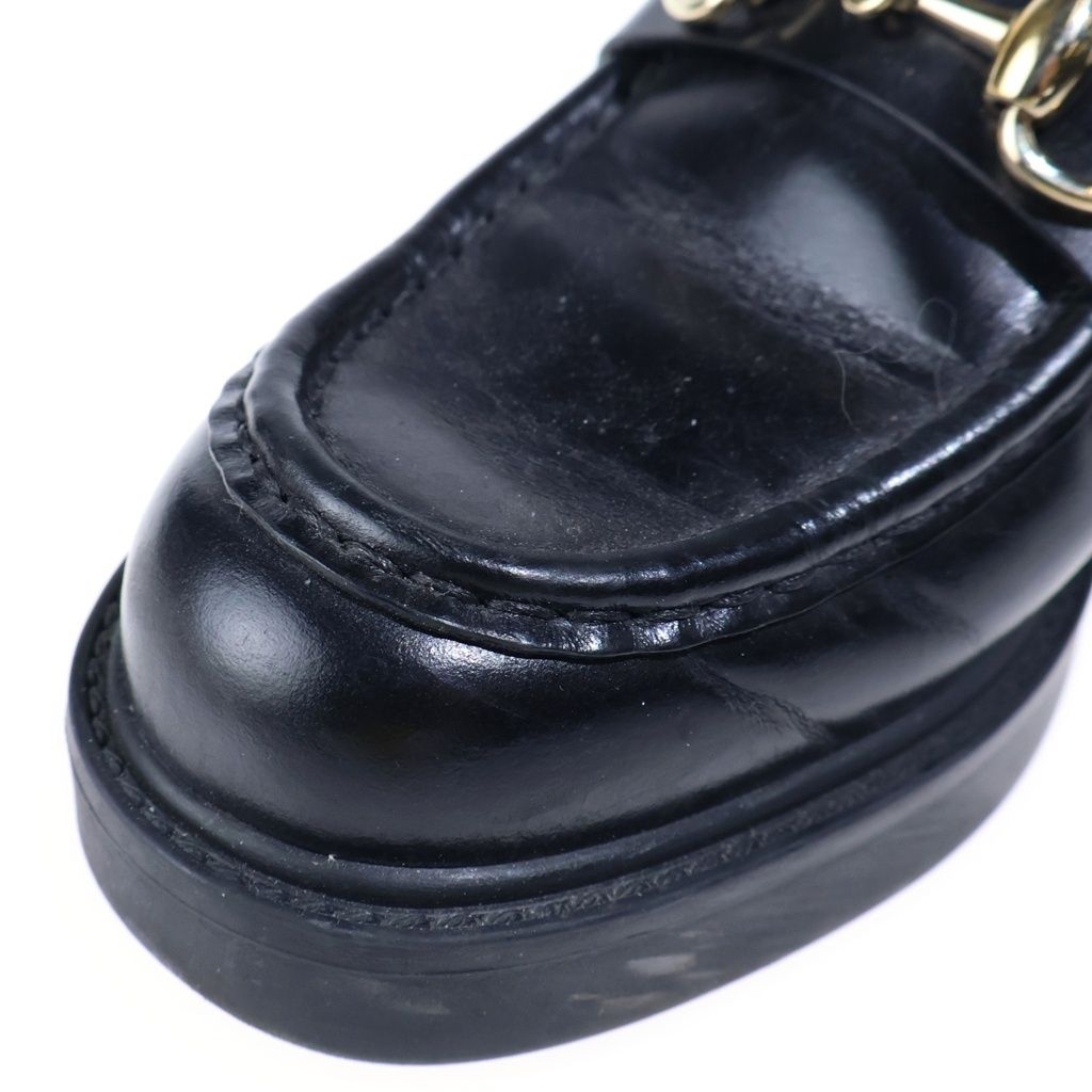 Gucci Horsebit Platform Leather Loafers Gold Black — view 6