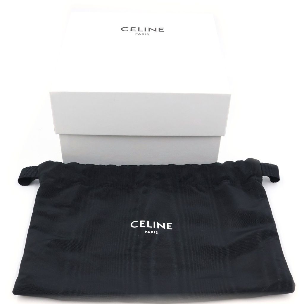 Celine Chain Shoulder Bag Clutch Triomphe Cuir Leather Black — view 8