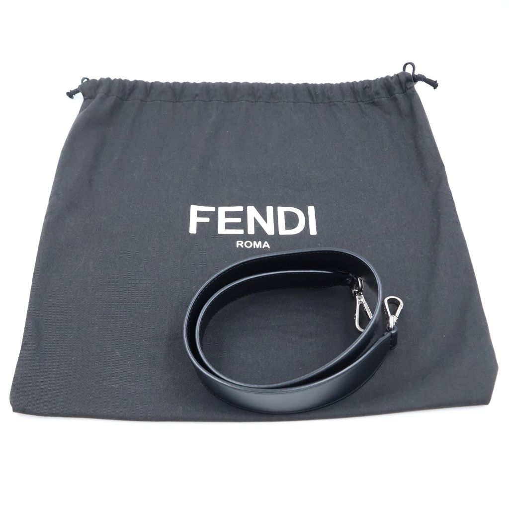 Fendi Canayef 2-Way Shoulder Bag Black Leather Gold Silver — view 8