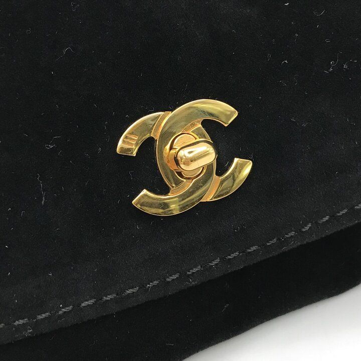 Chanel CC Logo Vintage Velour Black Brush Case Makeup Pouch — view 7