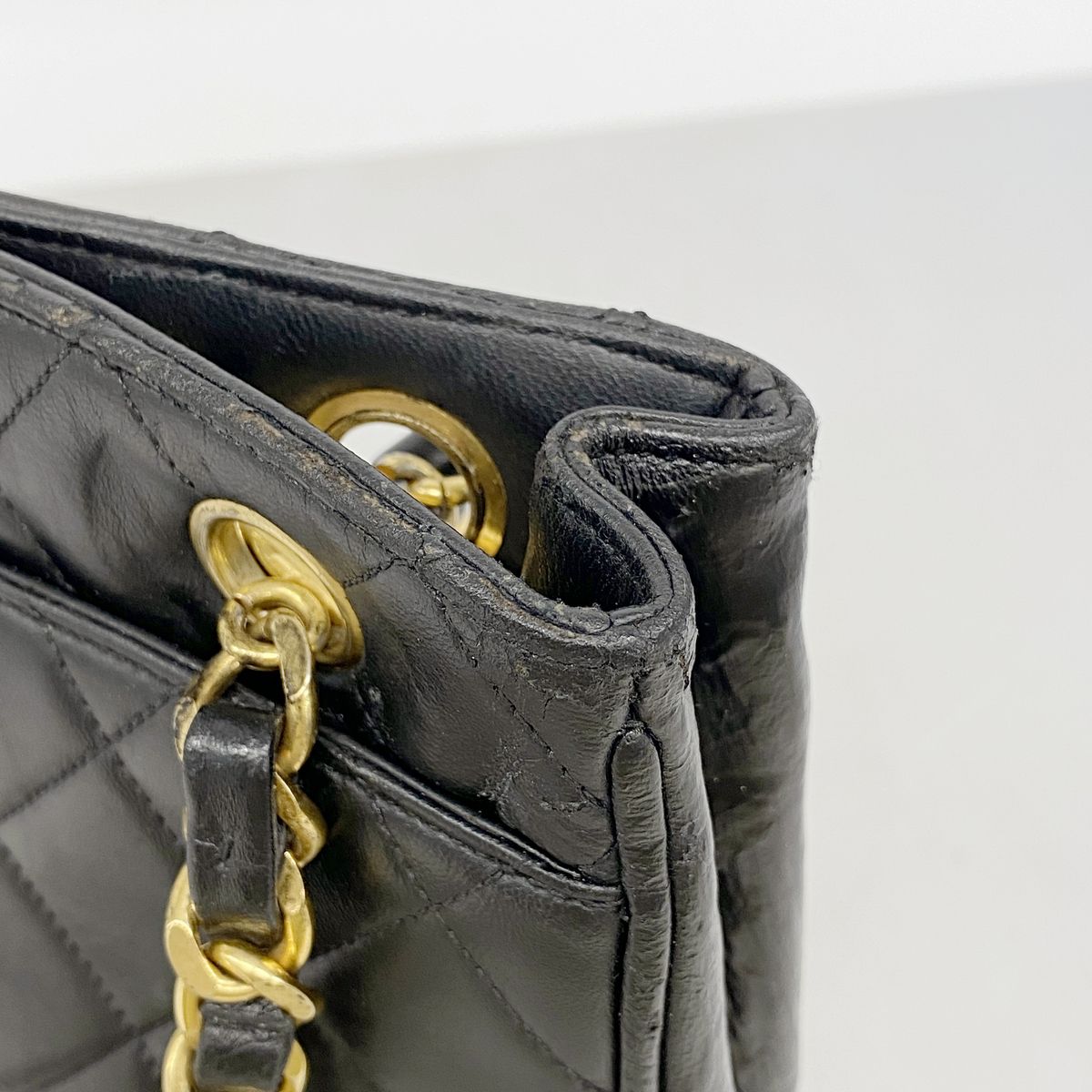 Chanel Chain Tote Quilted Lambskin Black Gold — view 8