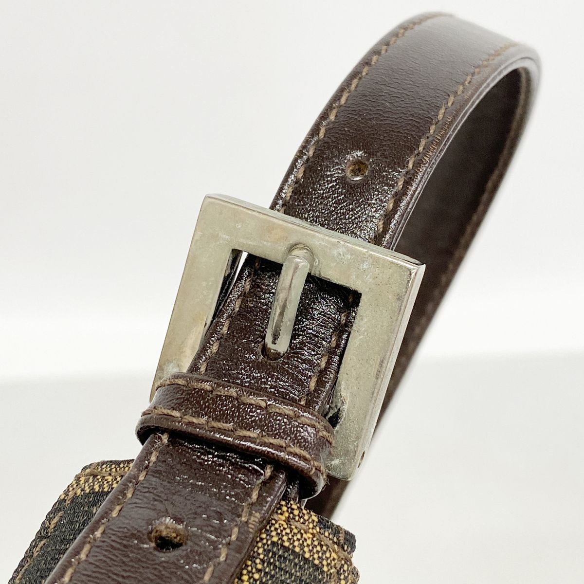 Fendi Handbag Zucca Nylon Canvas Brown Silver — view 8
