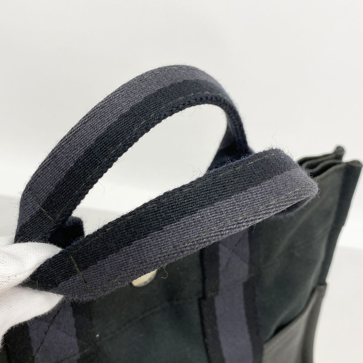 Hermes Handbag Fourre Tout PM Half Leather Canvas Black Silver — view 8