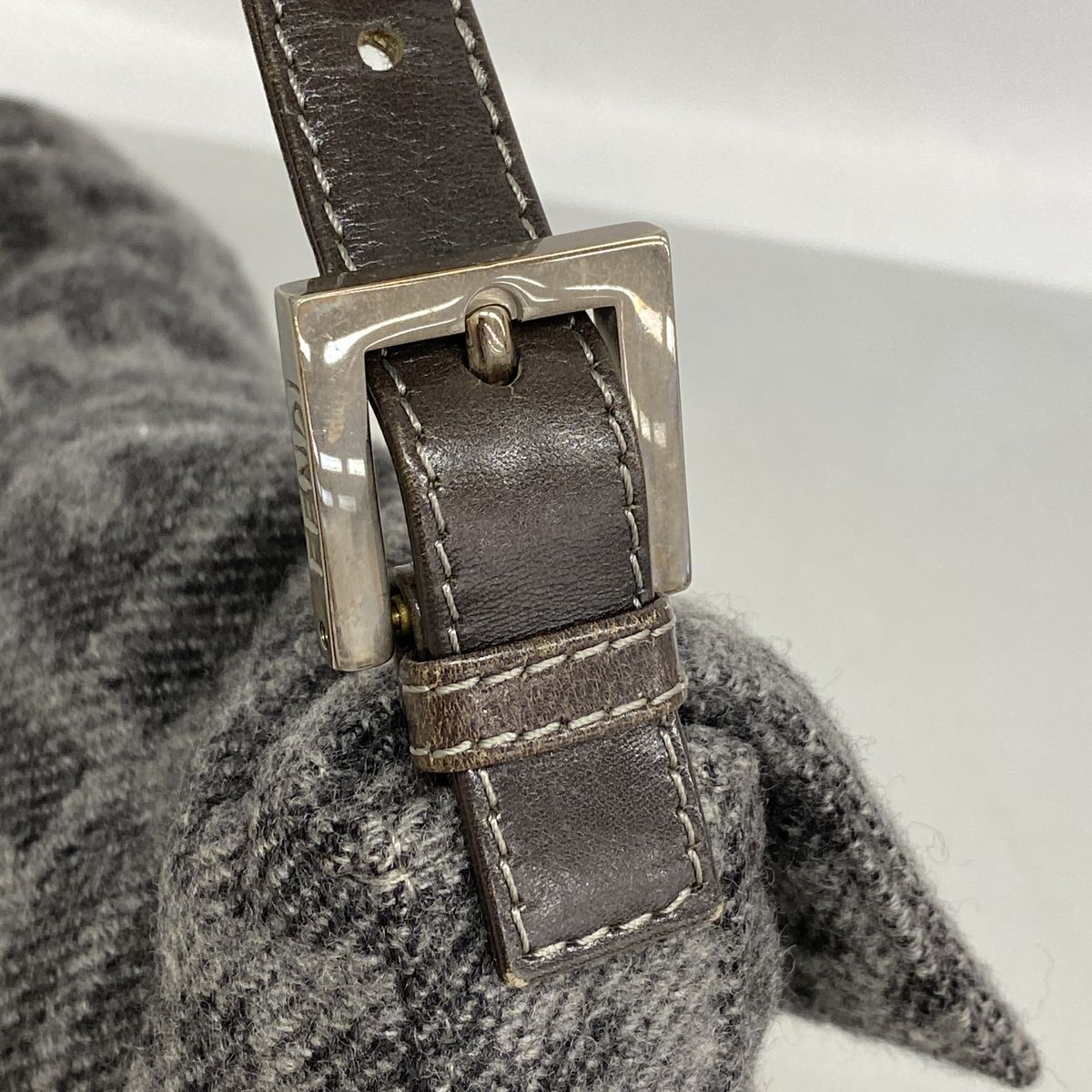 Fendi Handbag Zucca Mamma Bucket Wool Gray Silver — view 8