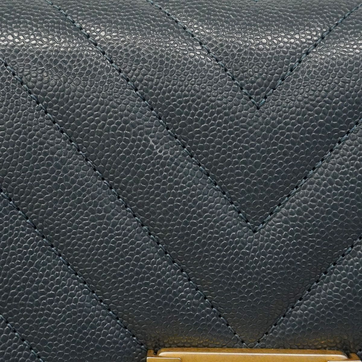 Chanel Shoulder Bag Boy Caviar Leather Steel Blue Gold — view 8