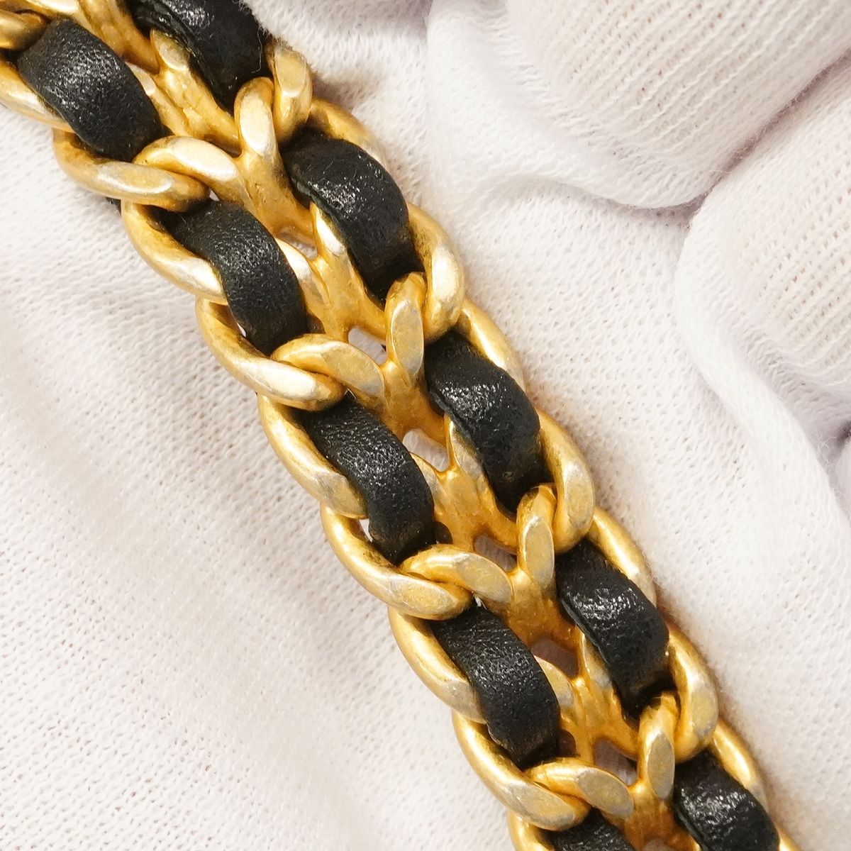 Chanel Shoulder Bag Mini Quilted Caviar Leather Black Gold — view 8