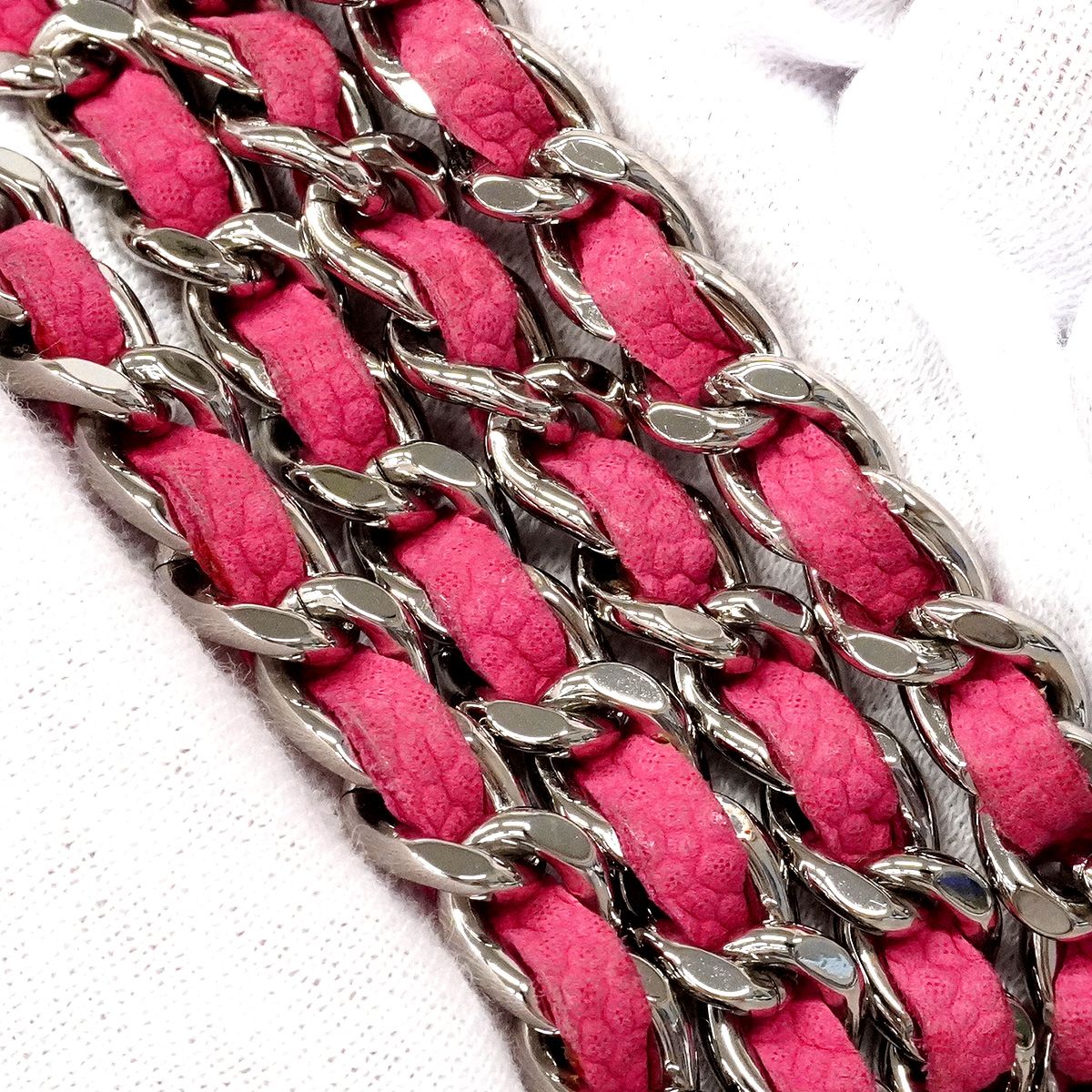 Chanel Shoulder Bag Quilted Caviar Leather Pink Silver — view 8