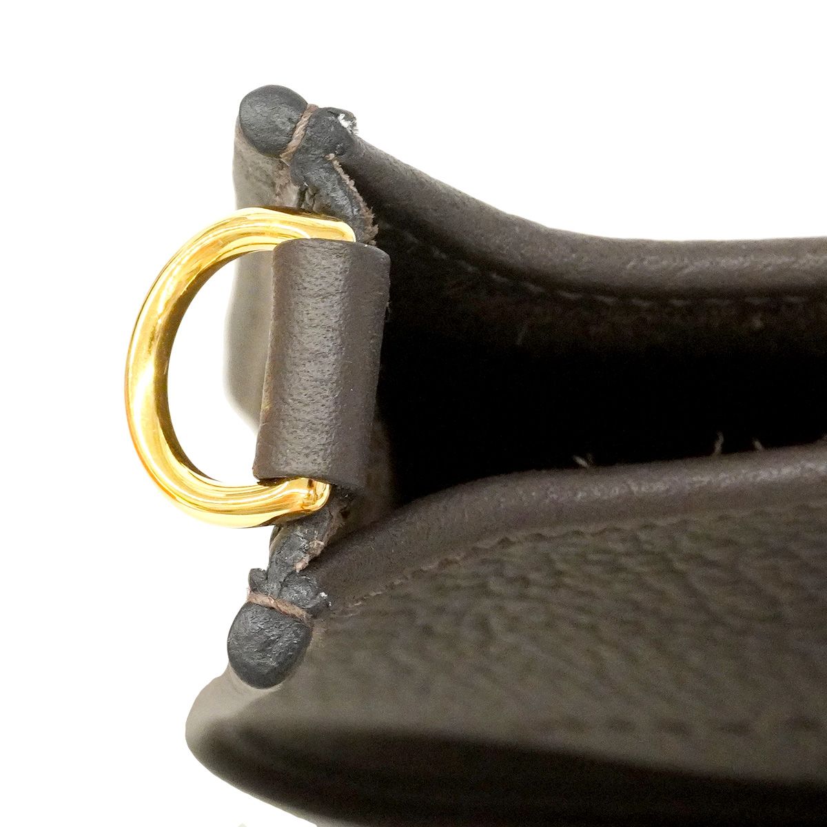 Hermes Shoulder Bag Evelyne TPM Taurillon Clemence Ebene Gold — view 8
