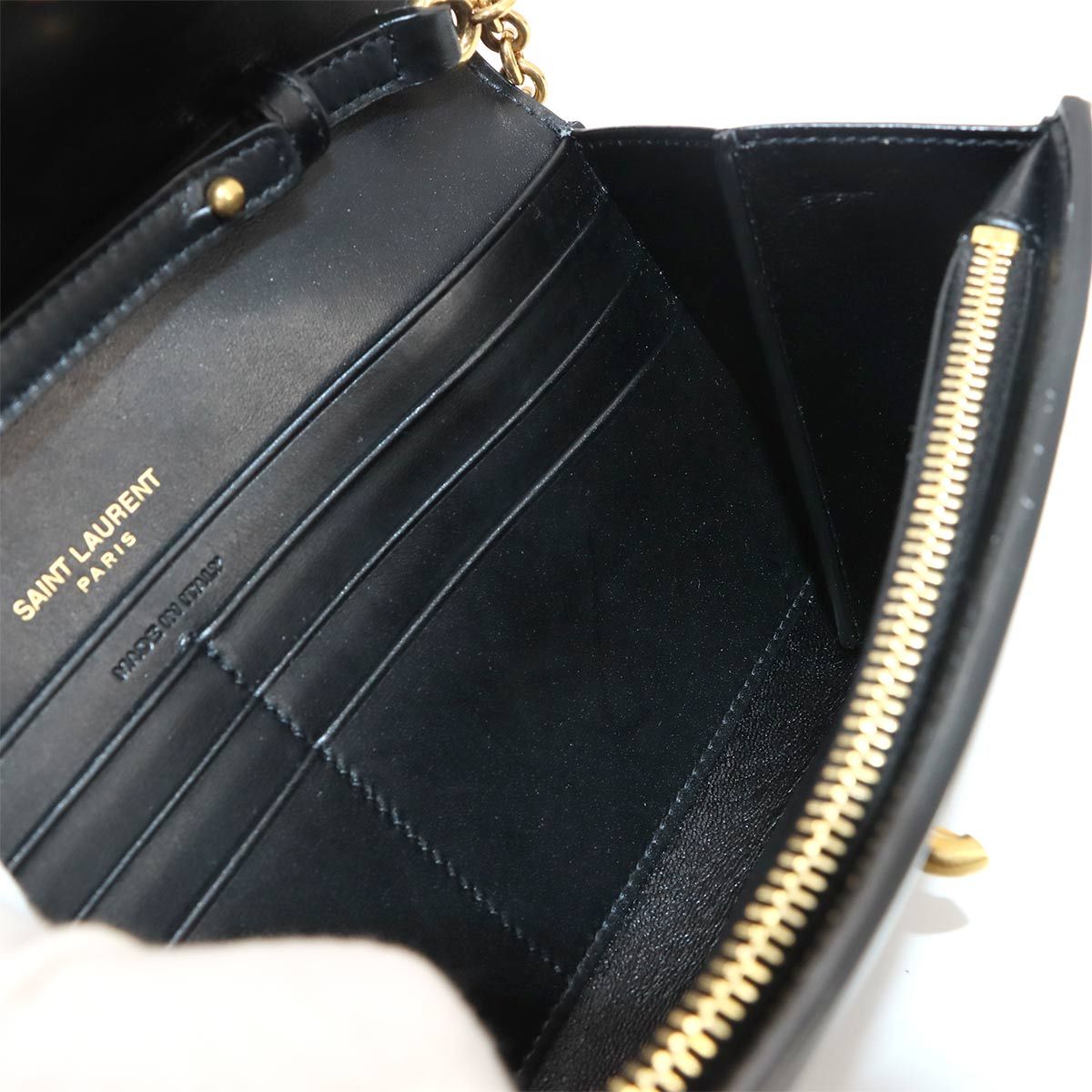 Saint Laurent Le Maillon Chain Wallet Leather Black Gold Shoulder Bag — view 8