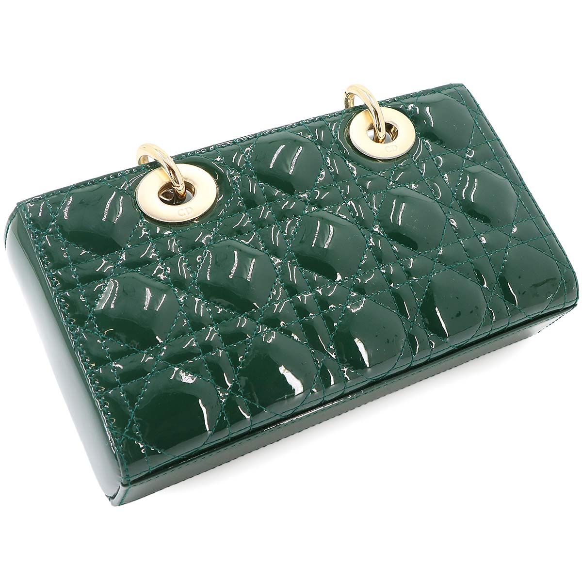 Dior Lady D-joy Small 2-Way Hand Bag Patent Leather Green — view 8