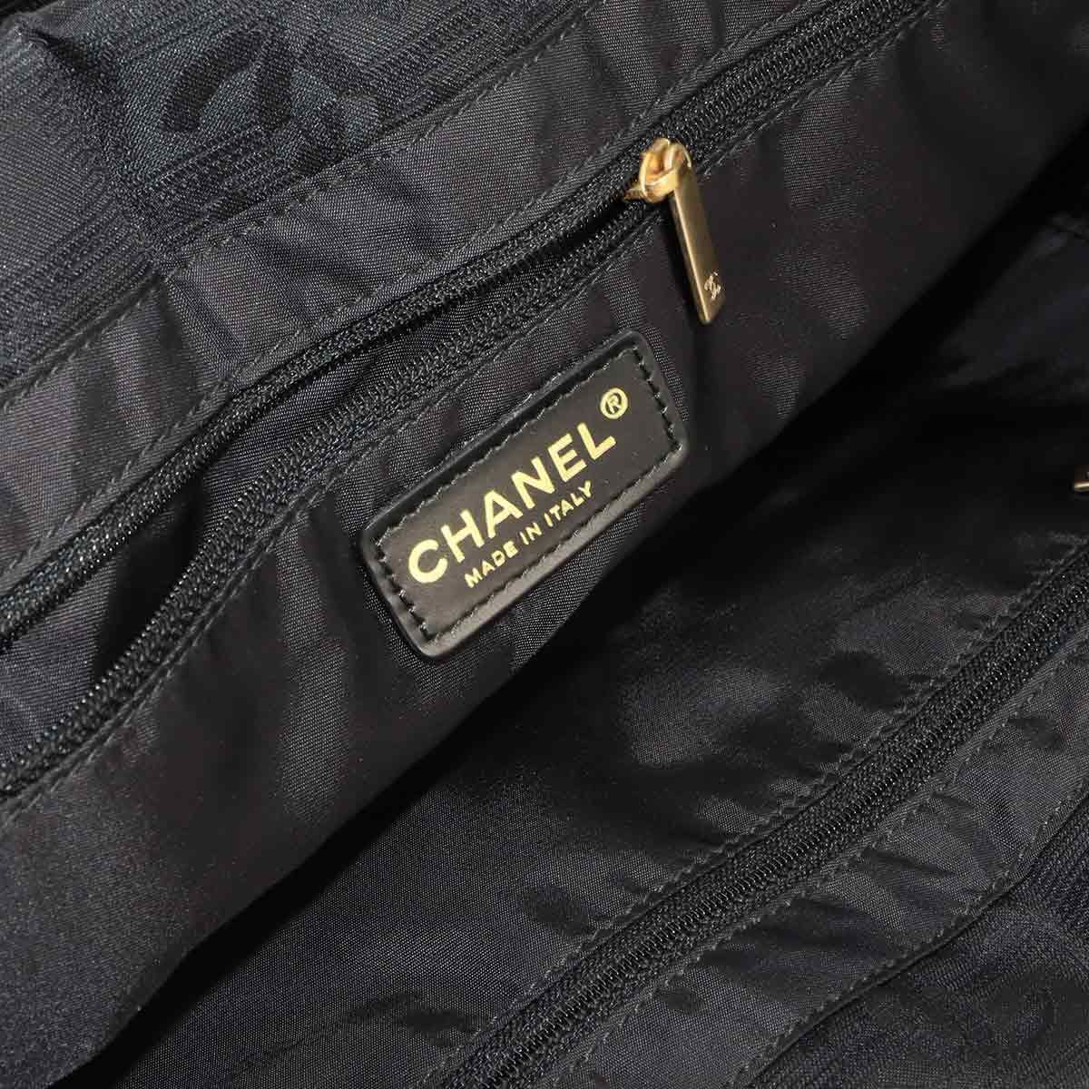 Chanel New Travel Line Tote MM Nylon Jacquard Leather Black — view 8