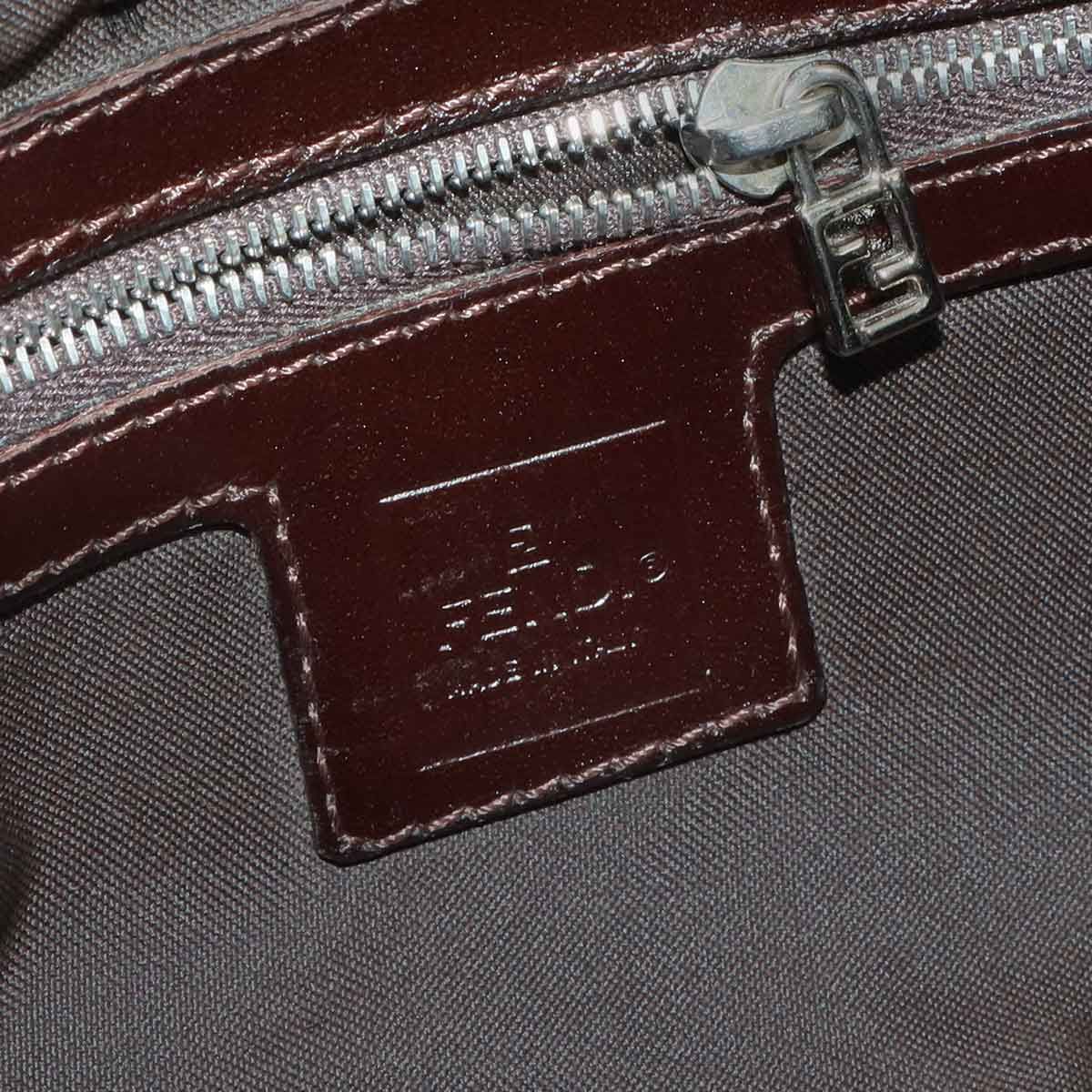 Fendi Zucca Mamma Baguette Shoulder Bag Canvas Leather Brown Silver — view 8