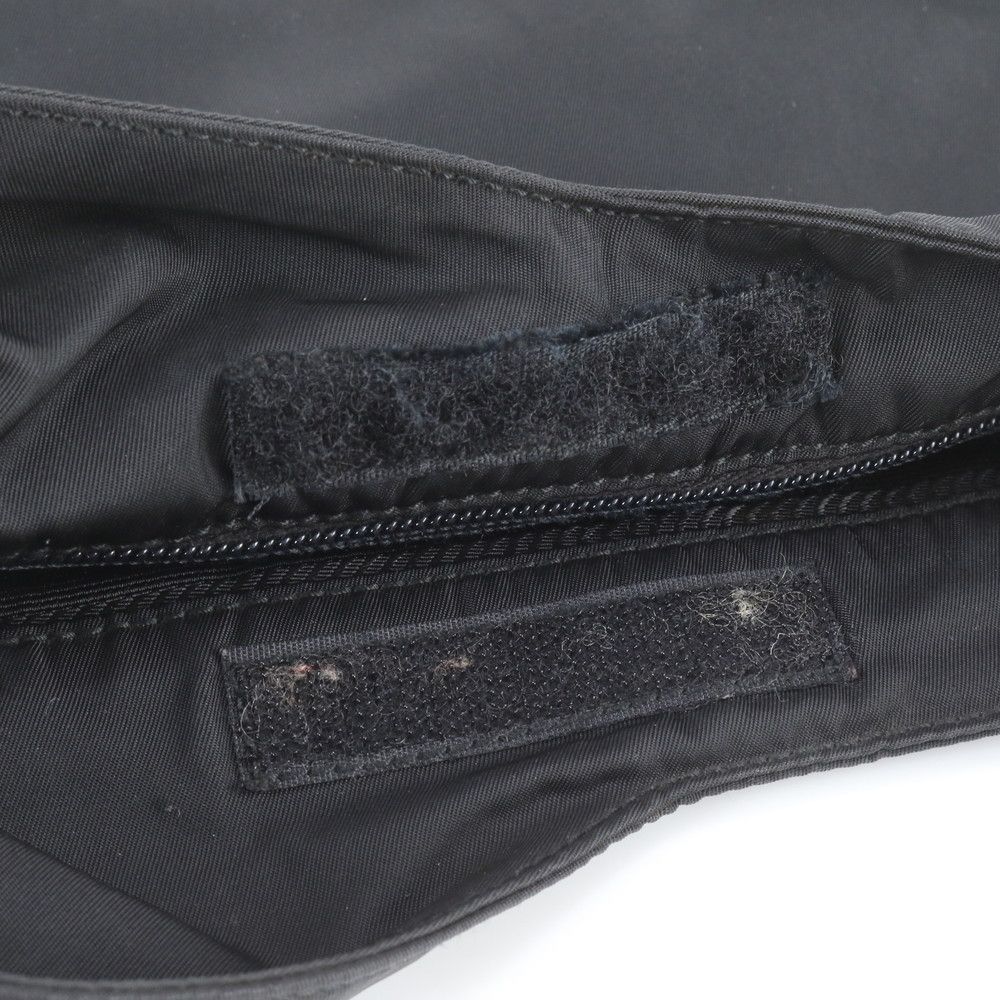 Prada Tessuto Nylon Triangle Logo Leather Shoulder Bag Crossbody Messenger Black — view 8
