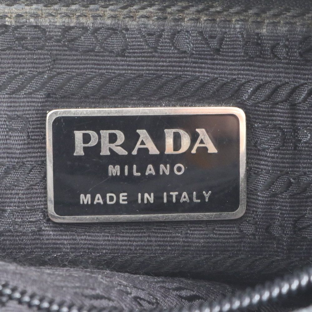 Prada Tessuto Nylon Triangle Logo Leather Shoulder Bag Crossbody Messenger Black — view 8