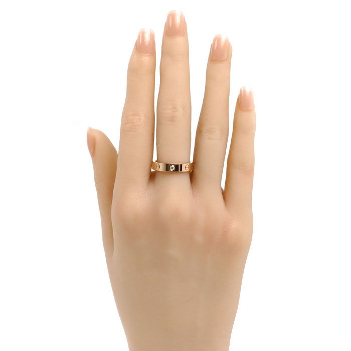 Cartier 18k Pink Gold Mini Love Diamond Ring — view 7