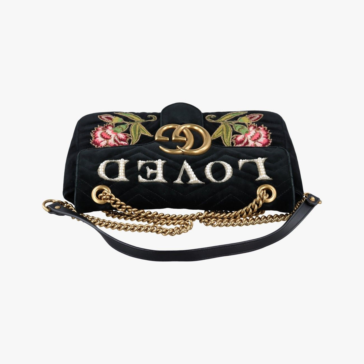 Gucci GG Marmont Black Multicolor Velour Shoulder Bag — view 8