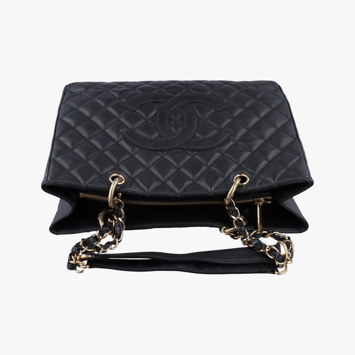 Chanel Quilted CC Logo Grand Shopping Tote GST Black Caviar Leather — view 8