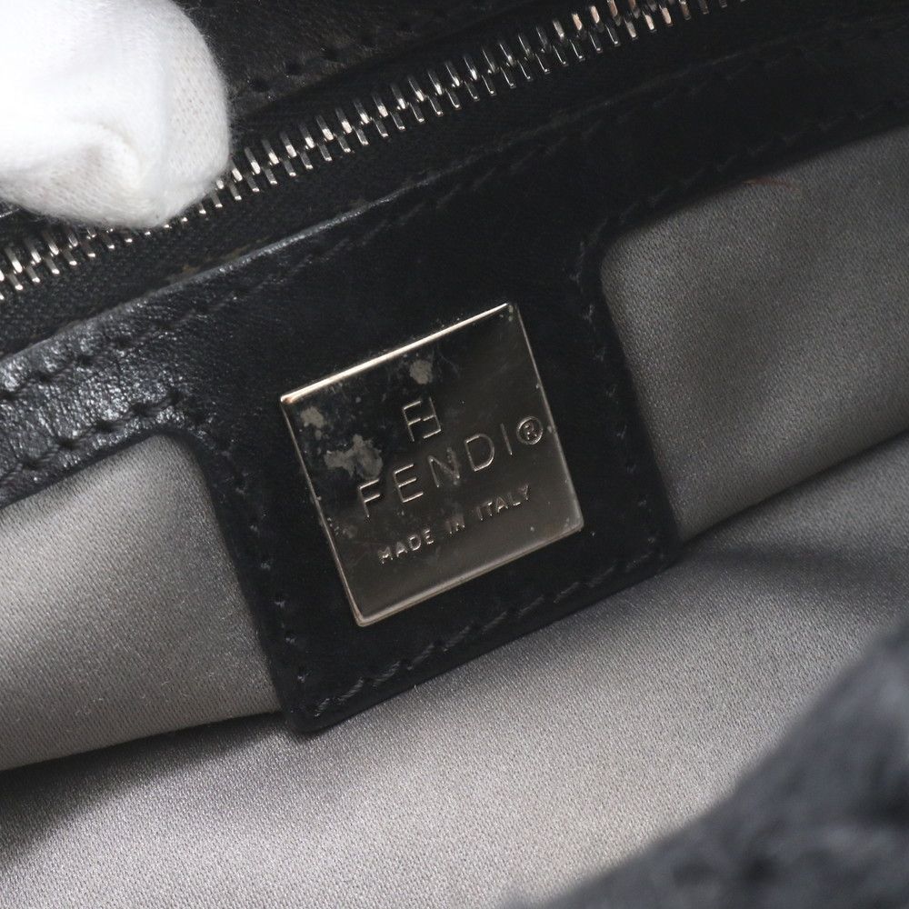 Fendi Fur Mamma Bucket Baguette Leather Hand Black Shoulder Bag — view 8