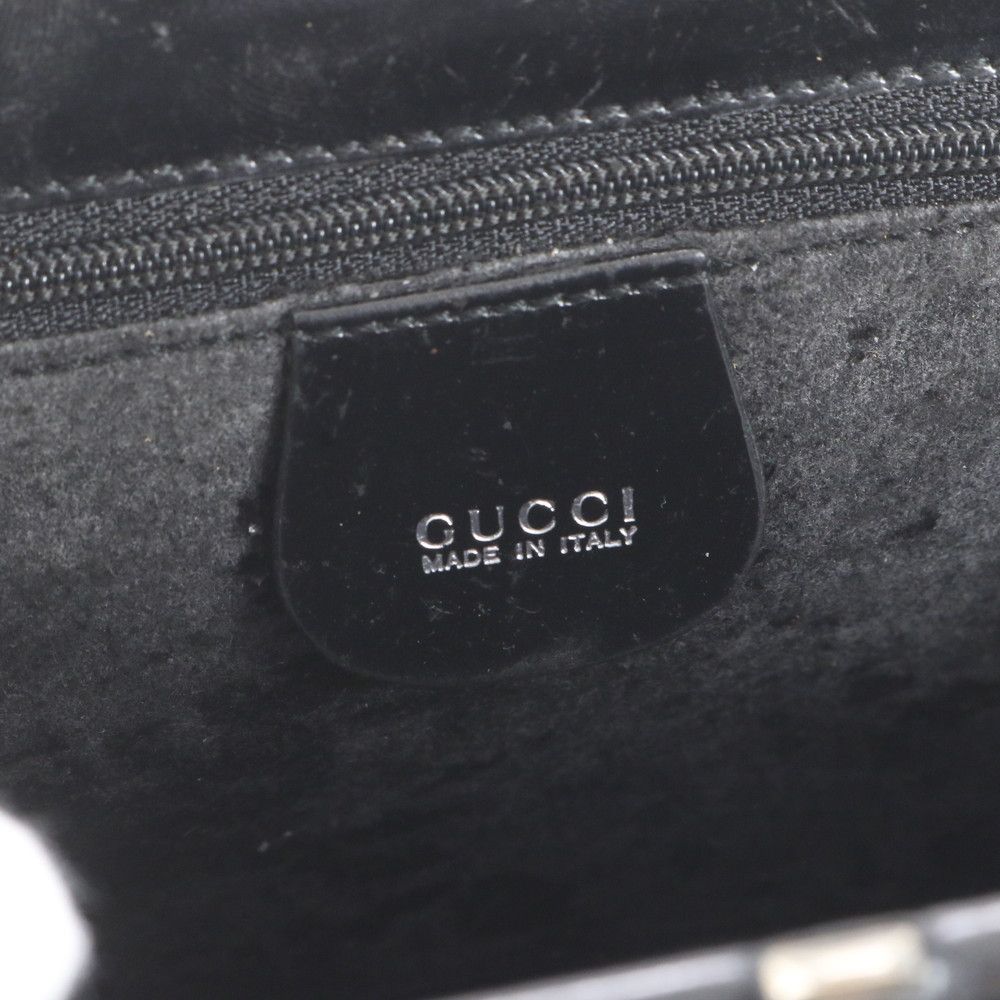 Gucci Bamboo Kiss Lock Leather Handbag Black — view 8